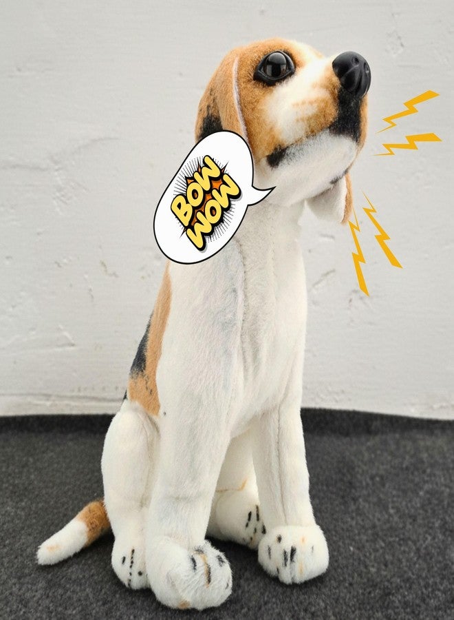 Tickles Musical Beagle Sitting Dog with Barking Sound Bow-Wow Soft Stuffed Plush Animal Toy for Kids Boys & Girls Birthday Gift (Color: White & Brown, Size: 22 cm) - Image 1